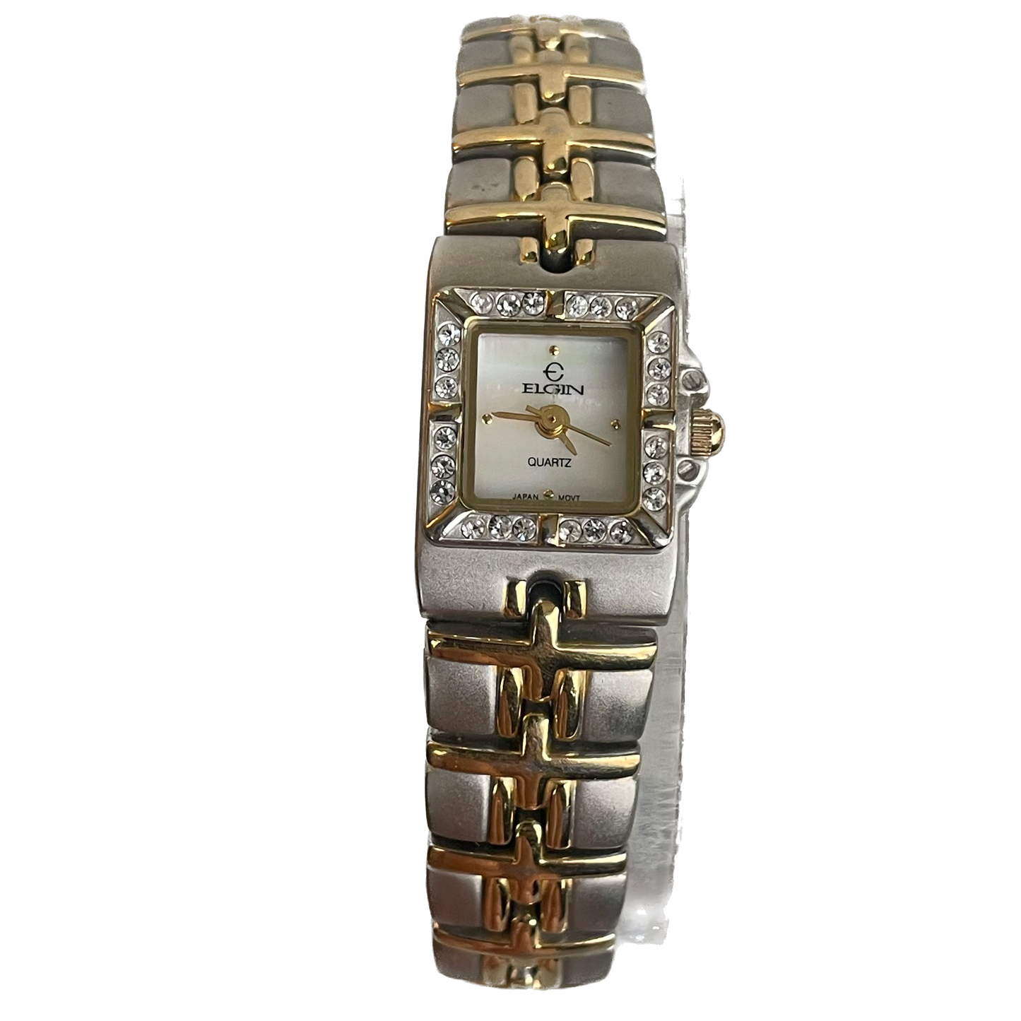 Reloj Joya ELGIN Mujer Rectangular TwoTone Cristales 90s