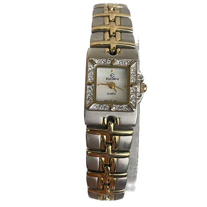 Reloj Joya ELGIN Mujer Rectangular TwoTone Cristales 90s
