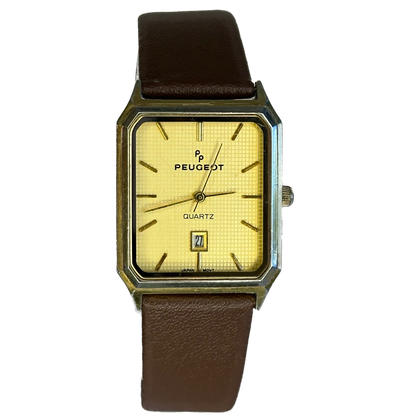 Reloj Peugeot Quartz Hombre Rectangular 1988 Dial Texturizado ÚNICO