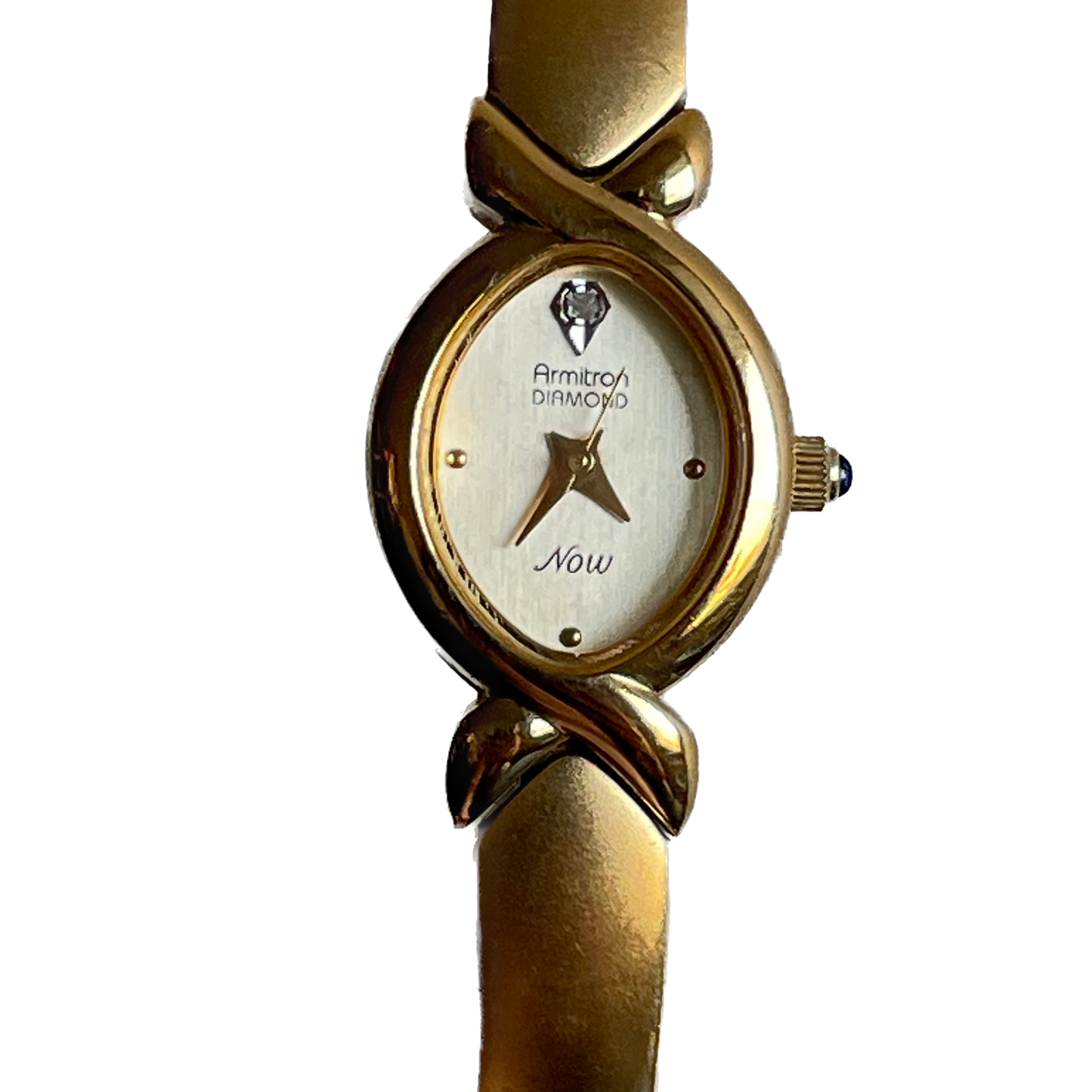 Reloj Joya Armitron Diamond Mujer Años 90 Ovalado Dorado