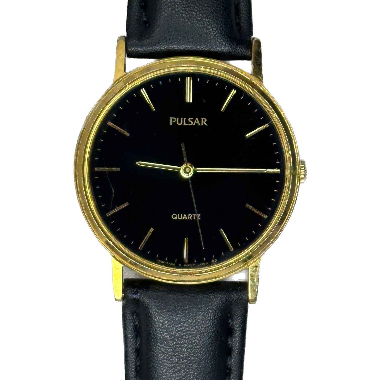 Reloj Pulsar by SEIKO Quartz Black Dial Marzo de 1995 – 33 mm Dorado