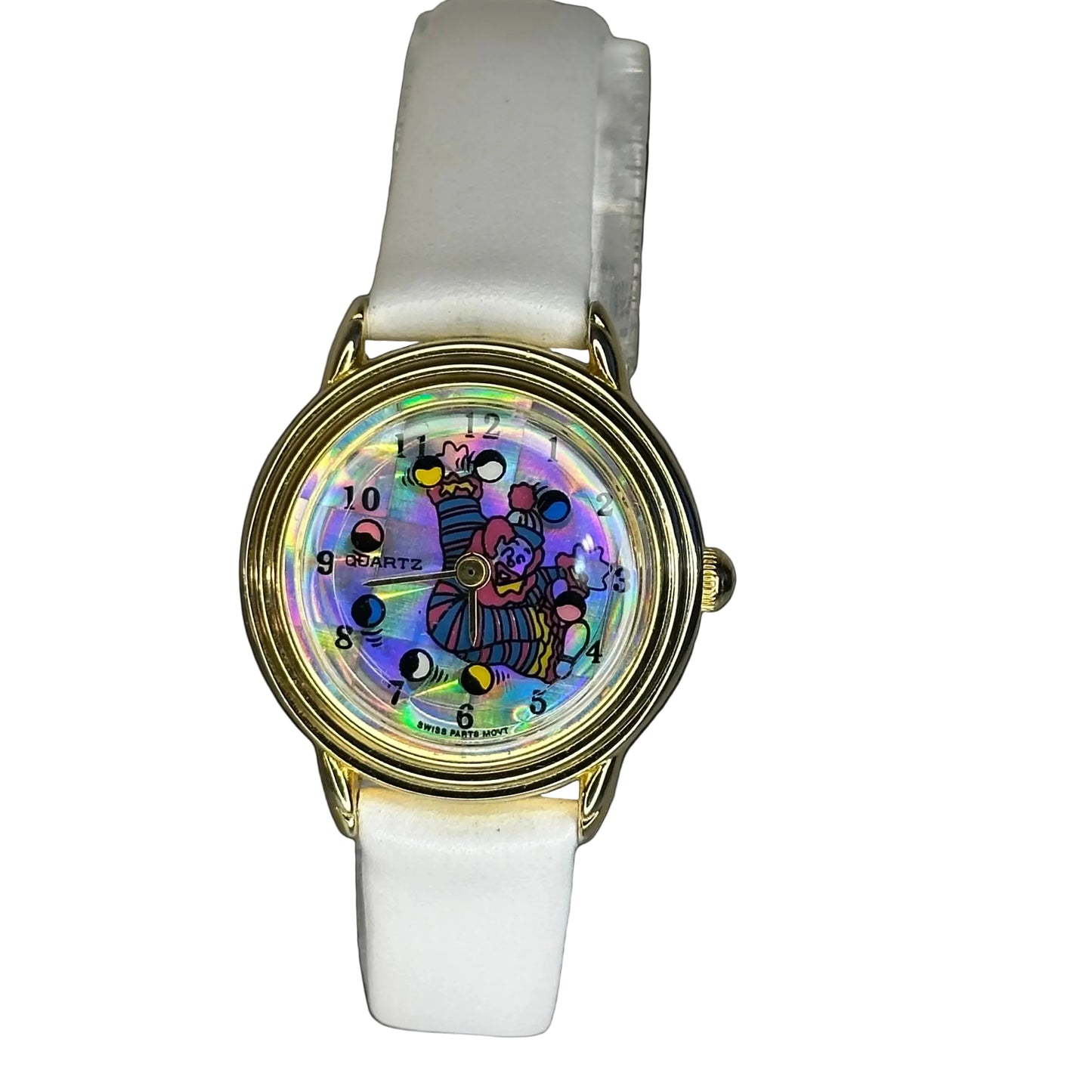 Reloj St. Laurent Co. Payaso Malabarista Holográfico Mujer Segundero Disco Años 90´s ÚNICO