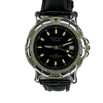 Reloj Sierra Club 4360 Quartz Date Bicolor Black Dial Japón Movt (1998)