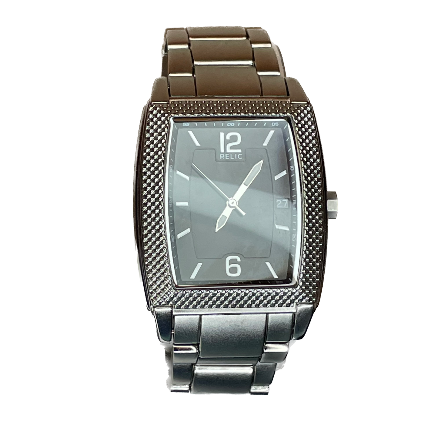 Reloj Relic by Fossil Hombre Año 2007 NOS Acero Tonneau ÚNICO