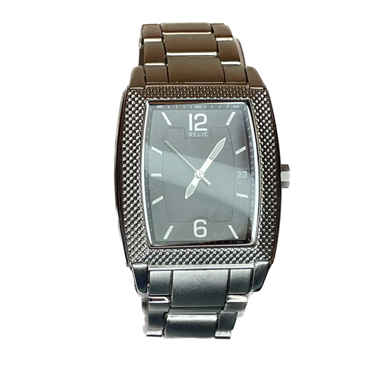 Reloj Relic by Fossil Hombre Año 2007 NOS Acero Tonneau ÚNICO
