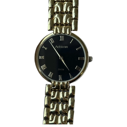 Reloj Achkar Mujer Años 90's Ultrafino Dorado Negro ÚNICO