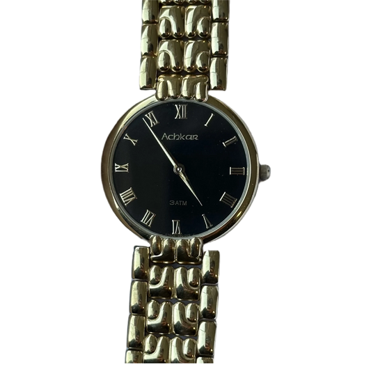 Reloj Achkar Mujer Años 90's Ultrafino Dorado Negro ÚNICO