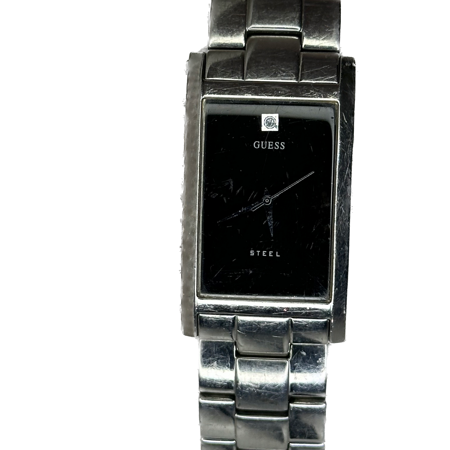 Reloj Grande Guess Steel Hombre Diamond Dial Rectangular 2006 Muy Escaso LEER