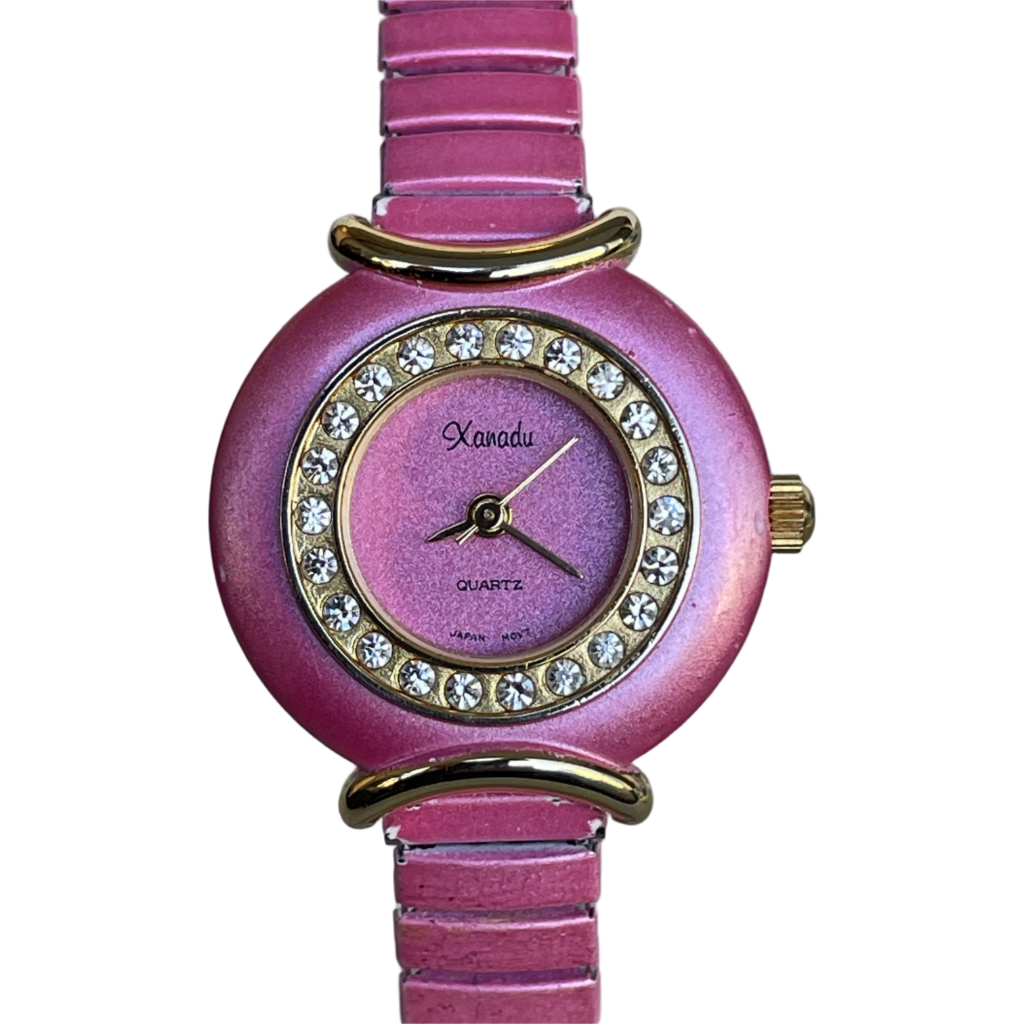 Reloj XANADU Mujer Año 2000 Rosa Cristales Expandible Y2K
