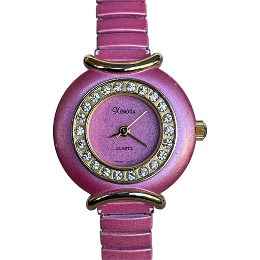 Reloj XANADU Mujer Año 2000 Rosa Cristales Expandible Y2K