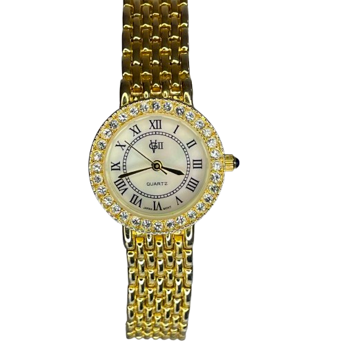 Reloj Joya Gloria Vanderbilt GV II Año 1995 aprox. NOS Dorado Bisel de cristales Neoclásico