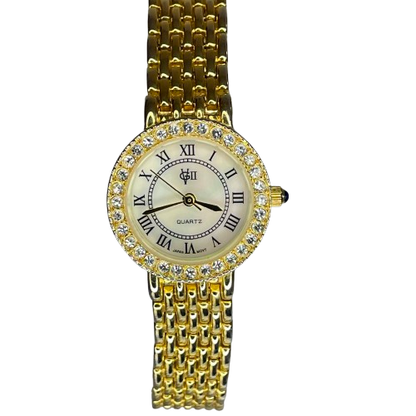 Reloj Joya Gloria Vanderbilt GV II Año 1995 aprox. NOS Dorado Bisel de cristales Neoclásico