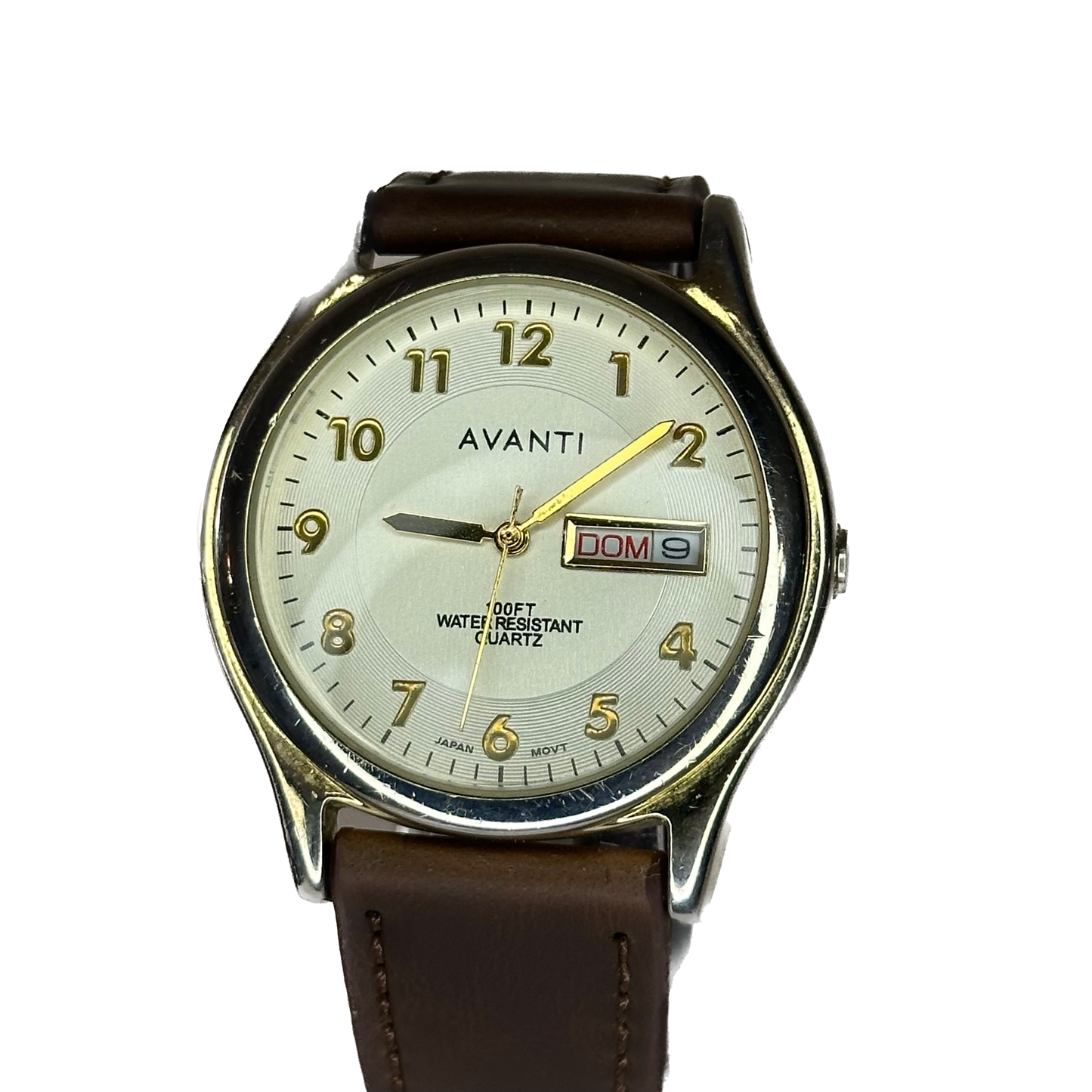 Reloj de hombre Avanti Day-Date Dial textura dividida con relieve y cristal domo ÚNICO 90´s