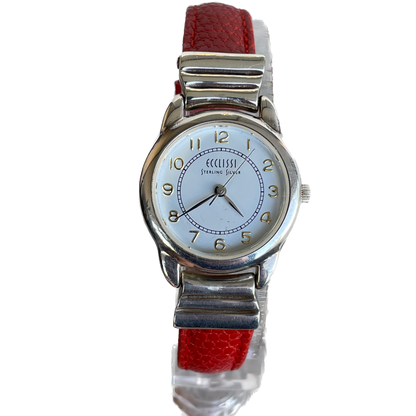 Reloj Ecclissi Mujer Plata 925 Madreperla Rojo Hebilla Plata Pieza Única