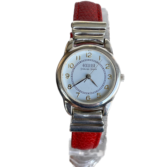 Reloj Ecclissi Mujer Plata 925 Madreperla Rojo Hebilla Plata Pieza Única
