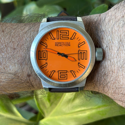 Reloj Kenneth Cole Hombre 2010s Naranja Oversize Acero RARO