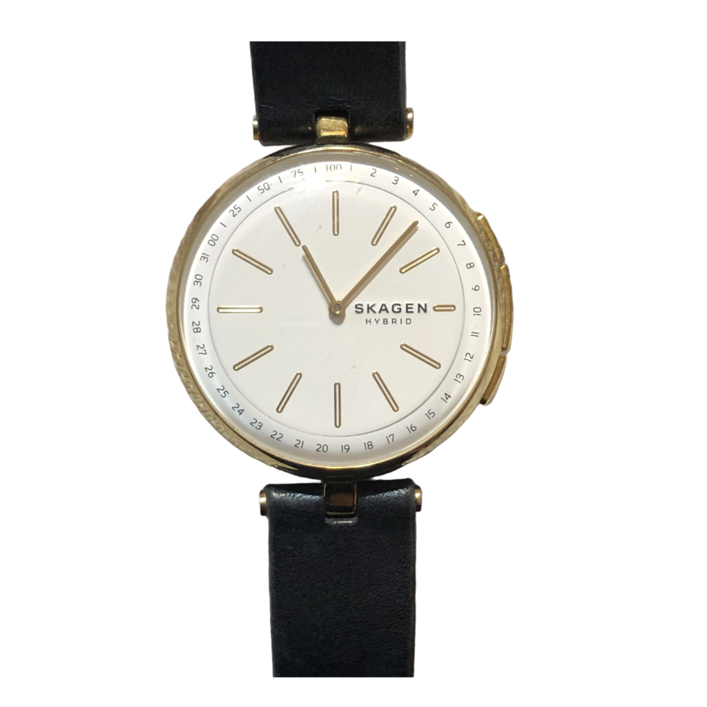 Reloj Skagen Mujer 2017 Híbrido Signatur Dorado Cuero Negro