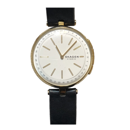 Reloj Skagen Mujer 2017 Híbrido Signatur Dorado Cuero Negro