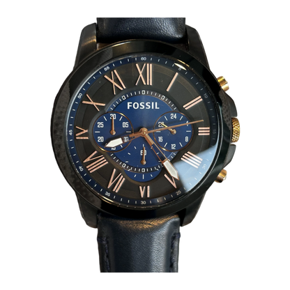 Reloj Fossil Hombre Año 2015 Grant Ícono Azul Descatalogado