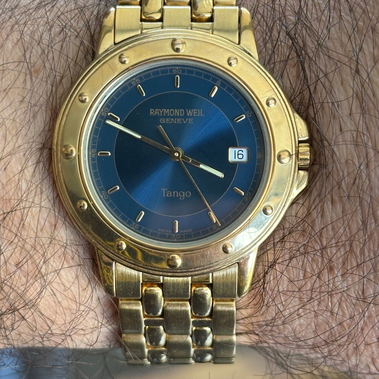Reloj Raymond Weil Tango Hombre Suizo Vintage 90s Azul 37mm