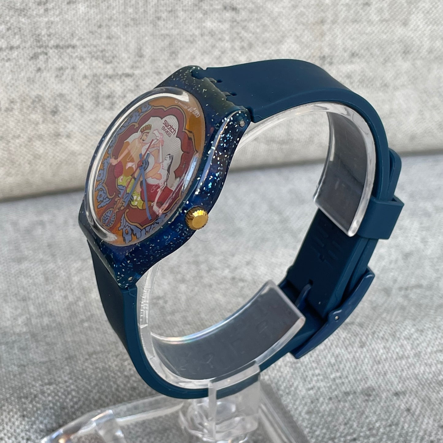Reloj Swatch Gent Kama Sutra 1993 Azul Glitter MUY ESCASO