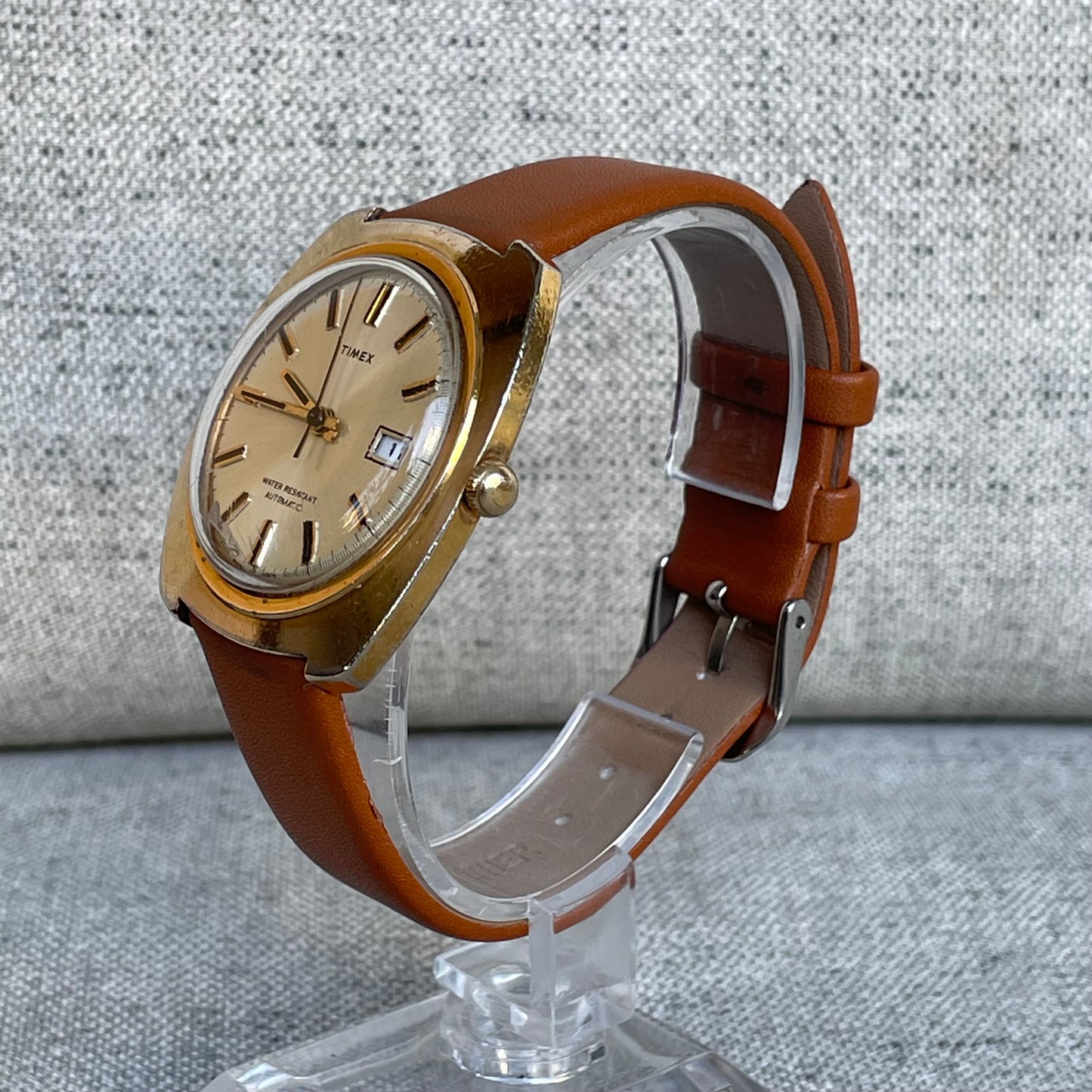 TIMEX Automático Hombre 1974 Funciona Perfecto Tonneau Fecha ESCASO