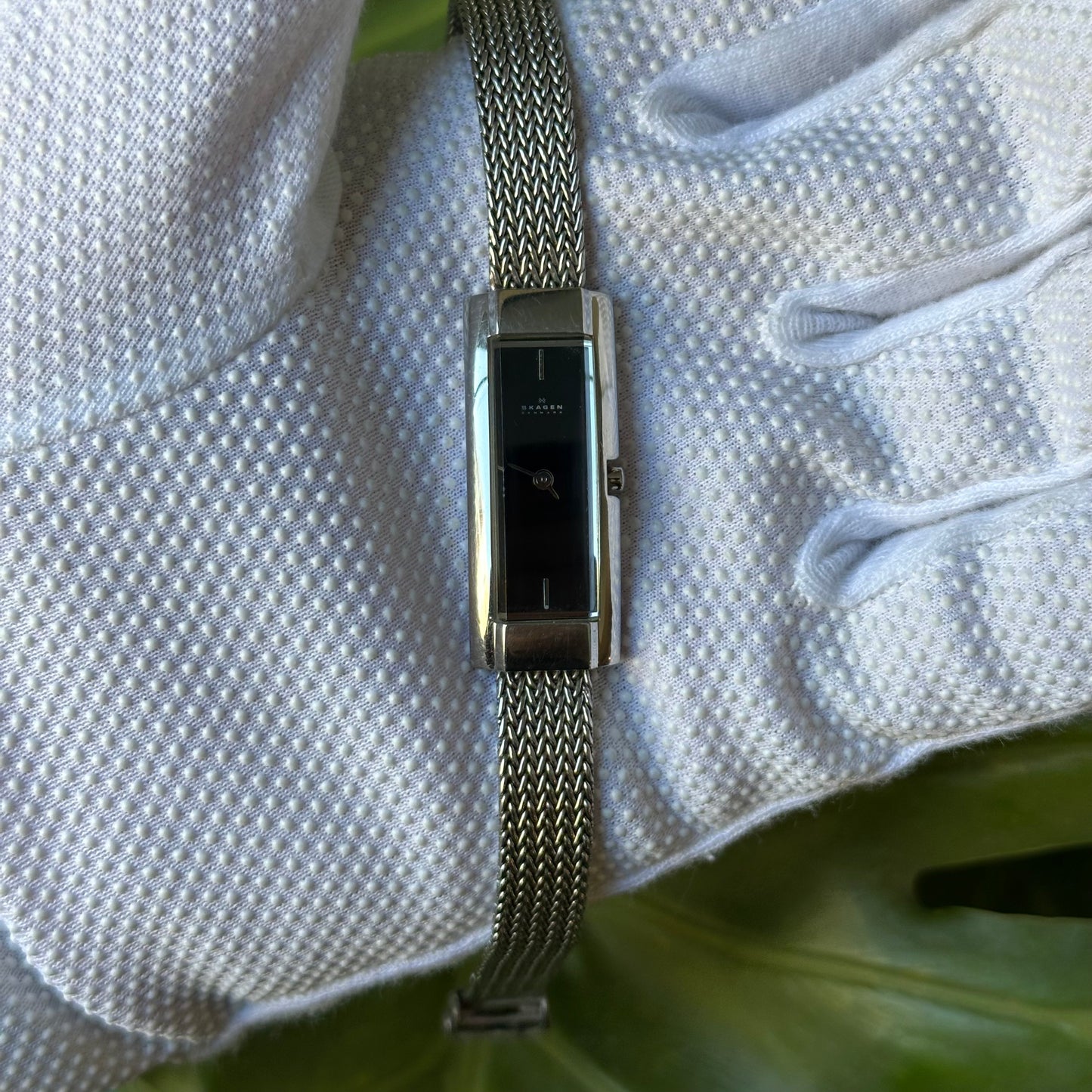Reloj Skagen Denmark  Mujer Años 2000 Rectangular Malla Acero