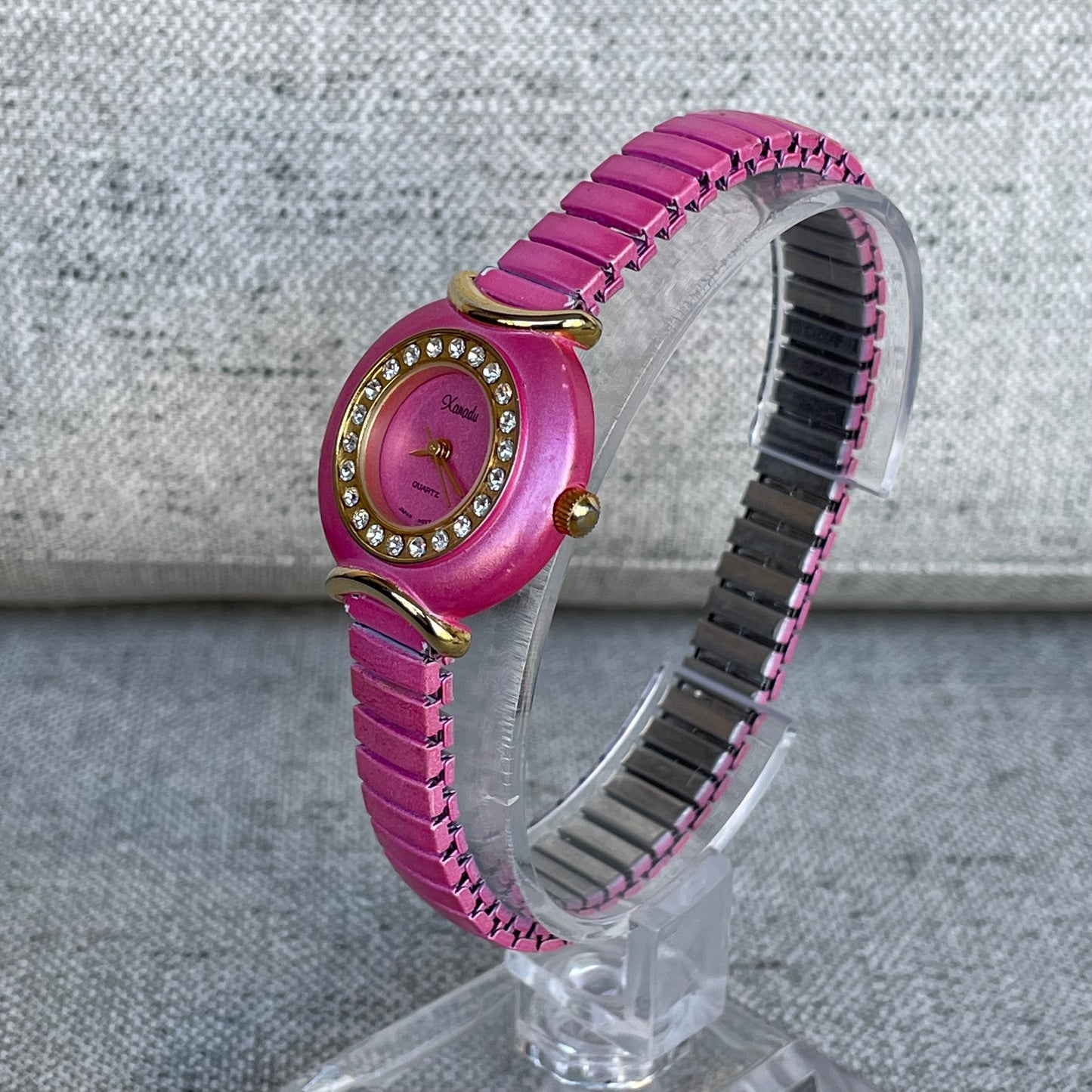 Reloj XANADU Mujer Año 2000 Rosa Cristales Expandible Y2K