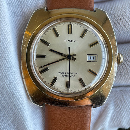 TIMEX Automático Hombre 1974 Funciona Perfecto Tonneau Fecha ESCASO