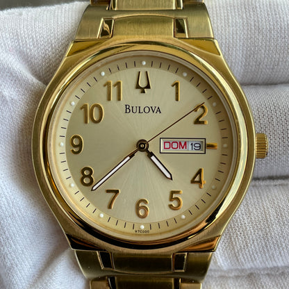 Reloj Bulova Hombre Dorado Day-Date 2008 Clásico Impecable único