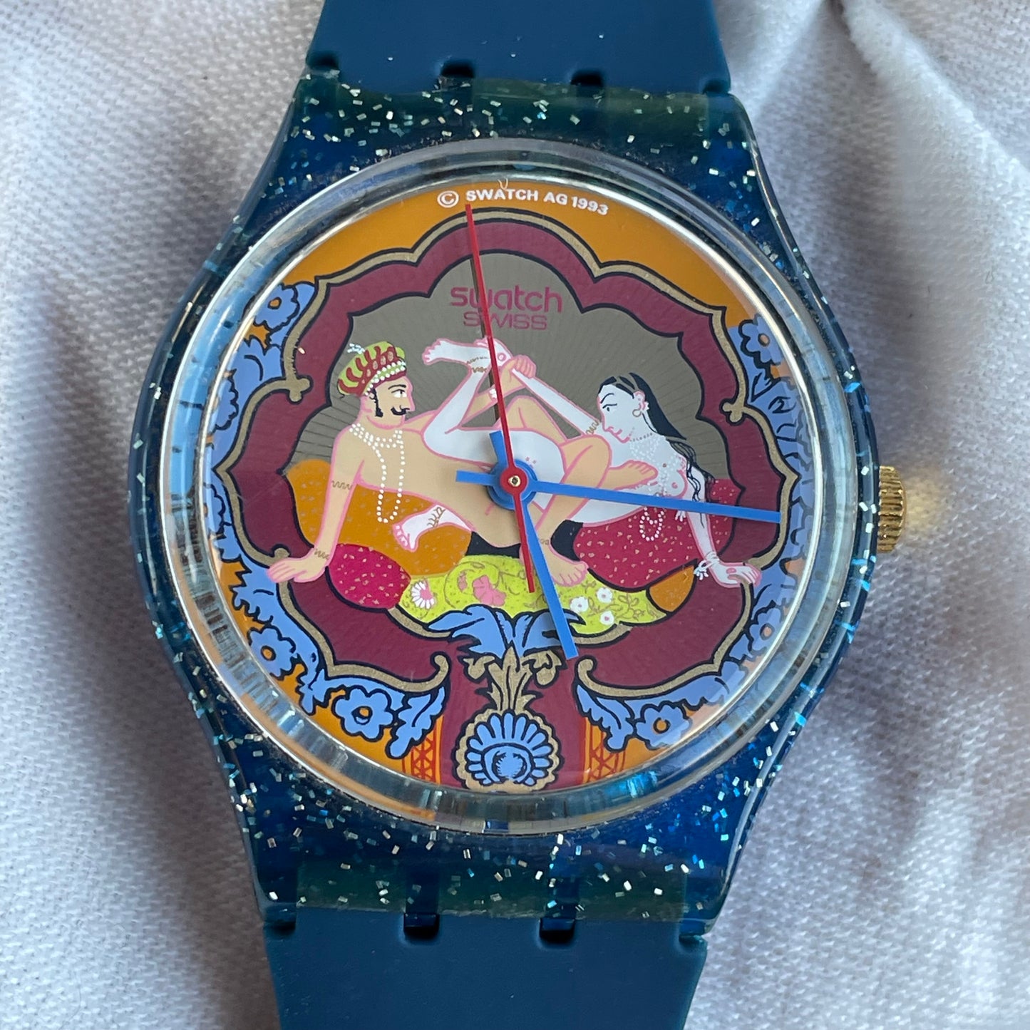 Reloj Swatch Gent Kama Sutra 1993 Azul Glitter MUY ESCASO