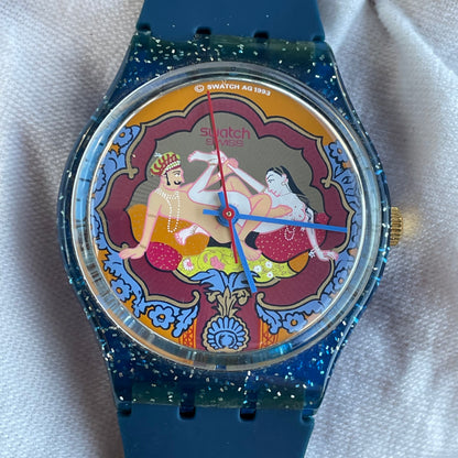 Reloj Swatch Gent Kama Sutra 1993 Azul Glitter MUY ESCASO