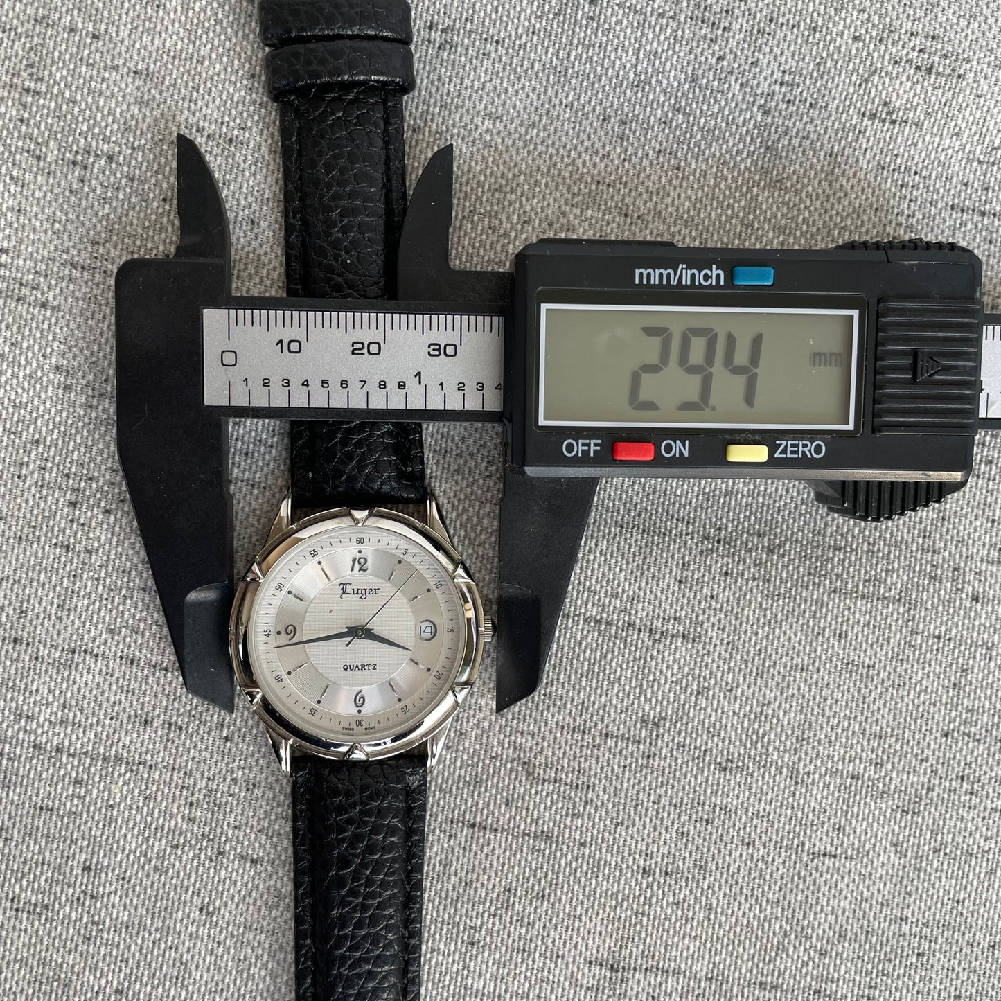 Reloj Luger Hombre Años 2000 Máquina Suiza Fecha Muy Escaso