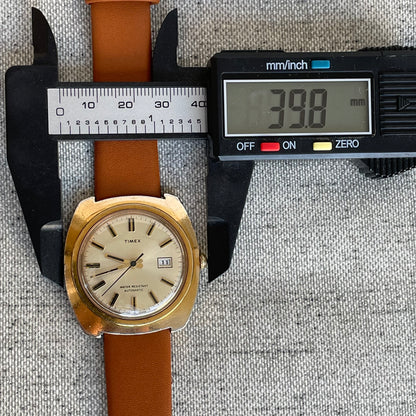 TIMEX Automático Hombre 1974 Funciona Perfecto Tonneau Fecha ESCASO
