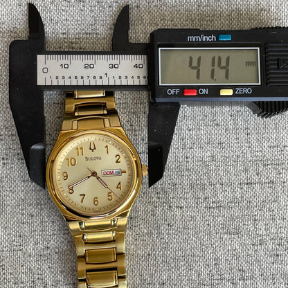Reloj Bulova Hombre Dorado Day-Date 2008 Clásico Impecable único