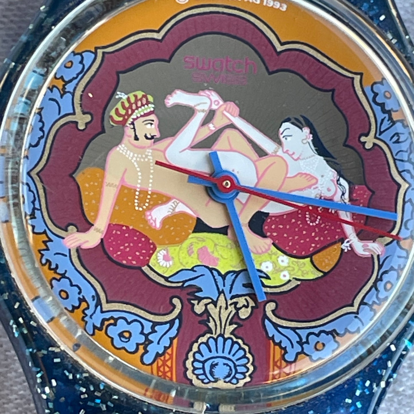 Reloj Swatch Gent Kama Sutra 1993 Azul Glitter MUY ESCASO