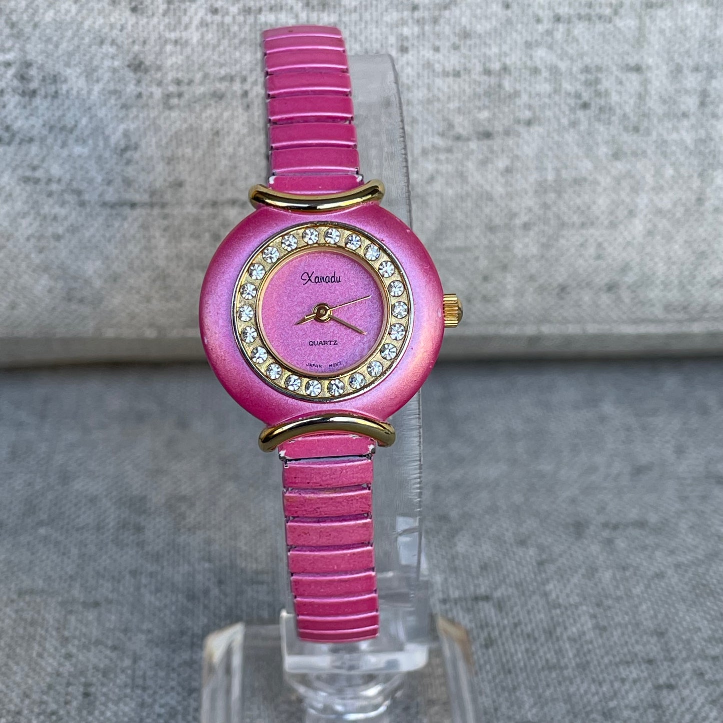 Reloj XANADU Mujer Año 2000 Rosa Cristales Expandible Y2K