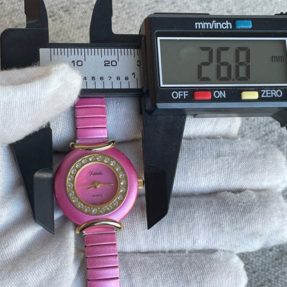 Reloj XANADU Mujer Año 2000 Rosa Cristales Expandible Y2K