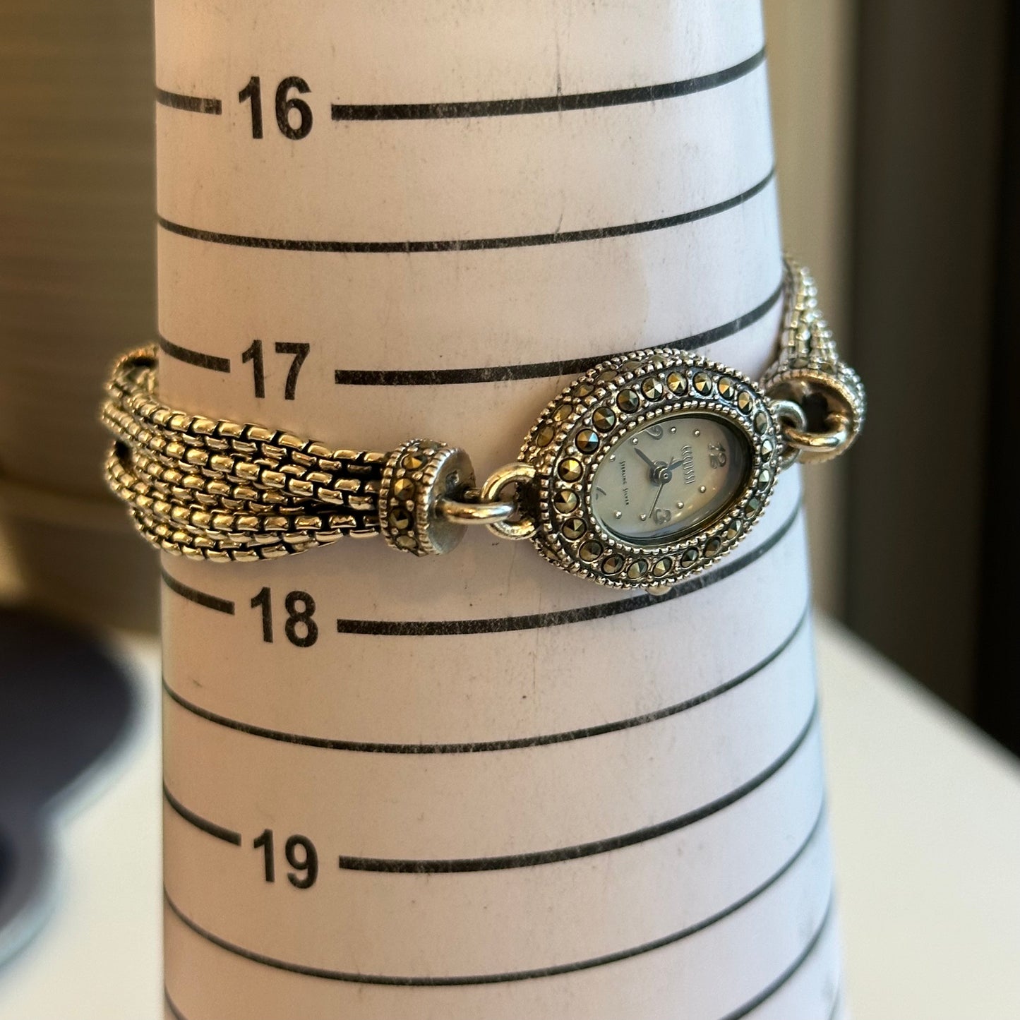 Reloj ECCLISSI Mujer Años 2000 Reloj y Pulsera de Plata Maciza Art Deco