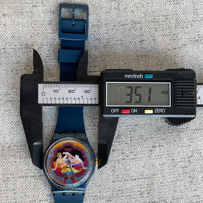 Reloj Swatch Gent Kama Sutra 1993 Azul Glitter MUY ESCASO