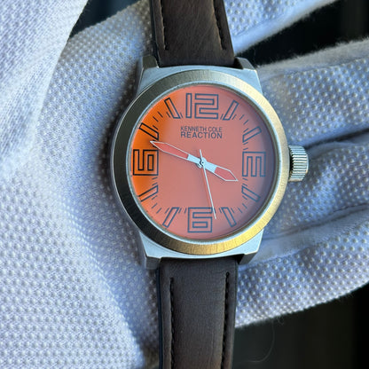 Reloj Kenneth Cole Hombre 2010s Naranja Oversize Acero RARO