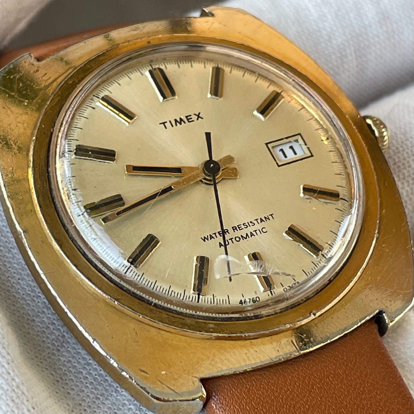TIMEX Automático Hombre 1974 Funciona Perfecto Tonneau Fecha ESCASO