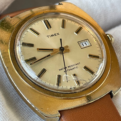 TIMEX Automático Hombre 1974 Funciona Perfecto Tonneau Fecha ESCASO