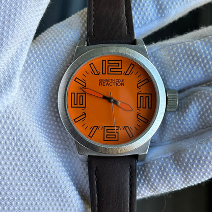 Reloj Kenneth Cole Hombre 2010s Naranja Oversize Acero RARO
