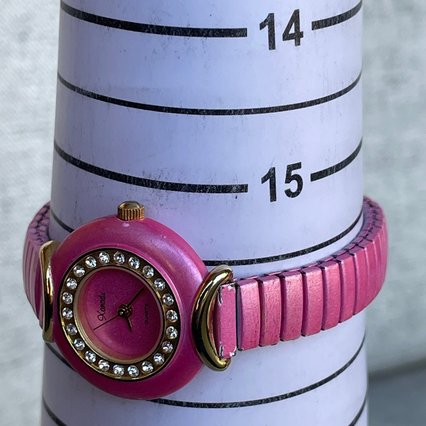Reloj XANADU Mujer Año 2000 Rosa Cristales Expandible Y2K