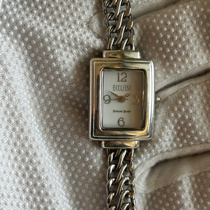 Reloj joya ECCLISSI delgado TODO PLATA 925 Mujer Años 2000