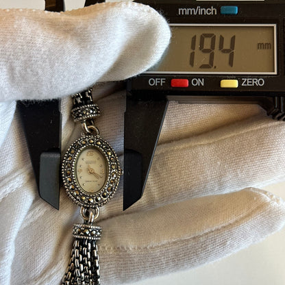 Reloj ECCLISSI Mujer Años 2000 Reloj y Pulsera de Plata Maciza Art Deco