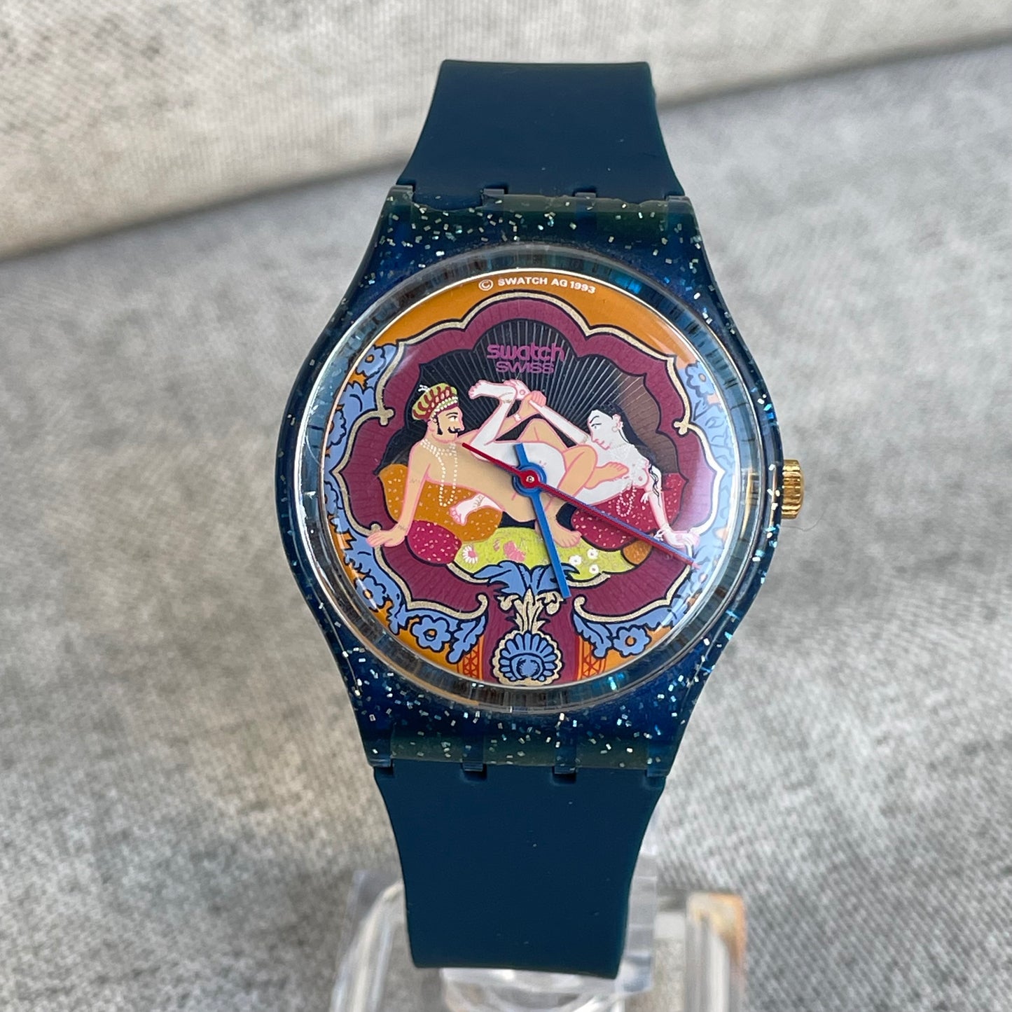 Reloj Swatch Gent Kama Sutra 1993 Azul Glitter MUY ESCASO