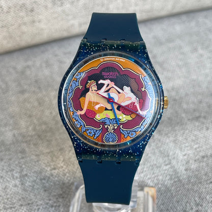 Reloj Swatch Gent Kama Sutra 1993 Azul Glitter MUY ESCASO