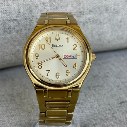 Reloj Bulova Hombre Dorado Day-Date 2008 Clásico Impecable único